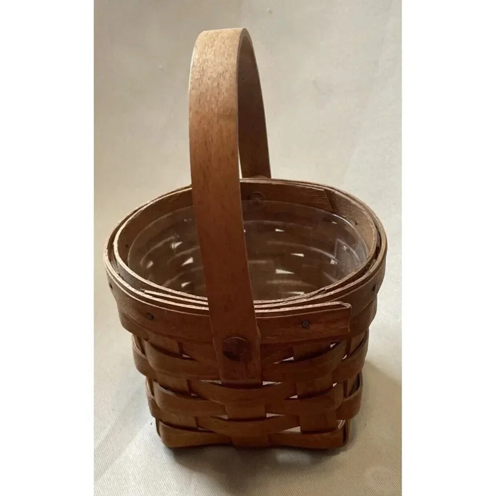 Longaberger Small Basket With Swing Handle Plastic Protector 1991‎ 7.5”